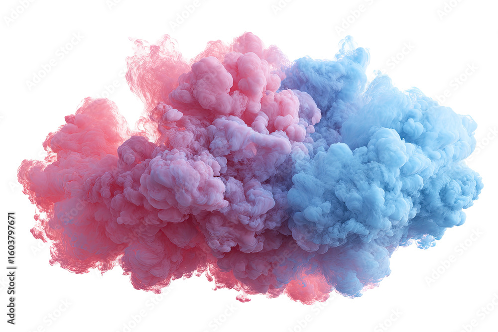 Fototapeta premium Pink and Blue Cloud Collision on Transparent Background