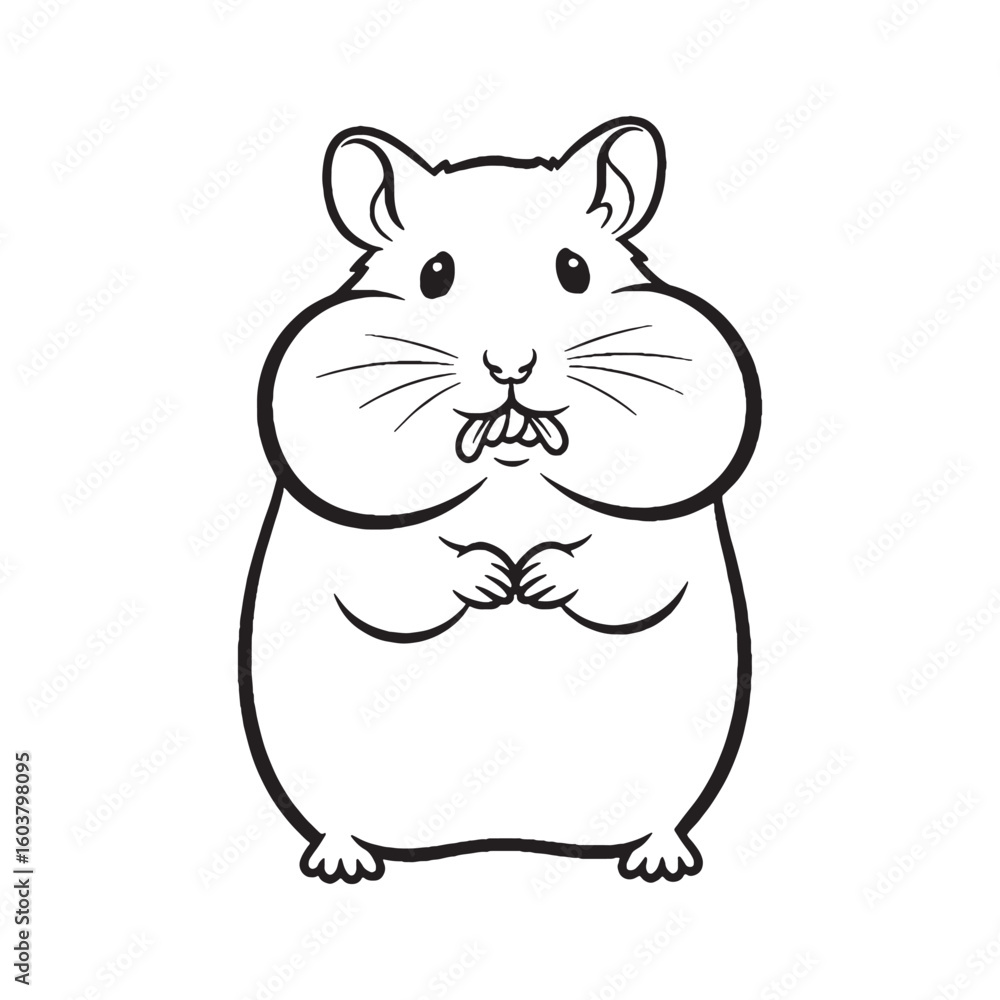 Fototapeta premium Full Hamster Essential Nature Glimpse - Hamster vector - Hamster Line art - Hamster Drawing - Vector Lineart of Hamster - hamster logo - hamster outline