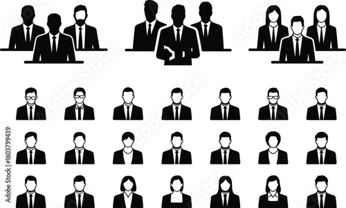 Diverse professional team silhouettes representing leadership and collaboration in business