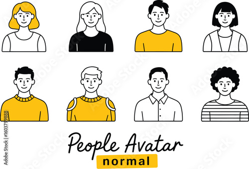 Diverse group of people avatars in a simple, friendly illustration.