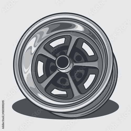 Car wheel illustration for conceptual design. Separated layers, easy to edit or change the colors in your vector supported software.