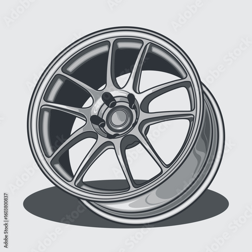 Car wheel illustration for conceptual design. Separated layers, easy to edit or change the colors in your vector supported software.