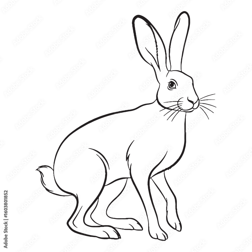 Obraz premium Wild Leporidae Being Attribute - Hare vector - Hare Line art - Hare Drawing - Vector Lineart of Hare - Hare icon - outline of hare