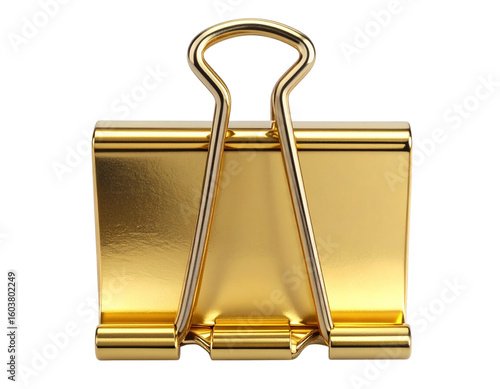 Gold Metal Binder Clip Isolated on White Background  PNG