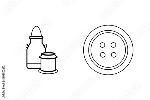 Milk can and sewing button dairy container