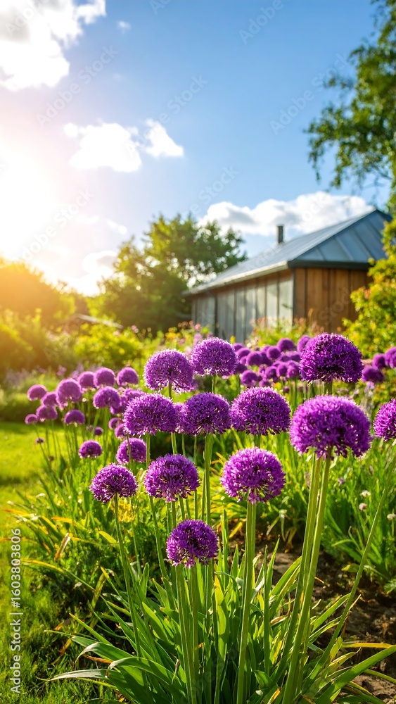 Vibrant purple flowers in a garden setting Vibrant purple flowers in a garden setting