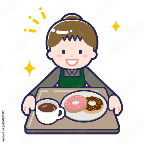 食事を差し出す女性