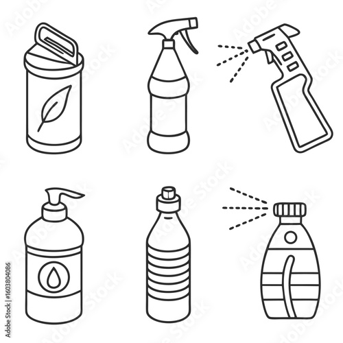 Cleaning spray bottle soap dispenser and containers