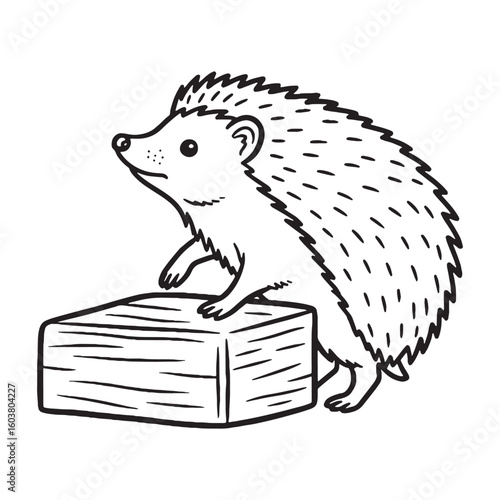Hardy Hedgehog Terrestrial Form View - Hedgehog vector - Hedgehog Line art - Hedgehog Drawing - Vector Lineart of Hedgehog - Hedgehog icon - outline of hedgehog

