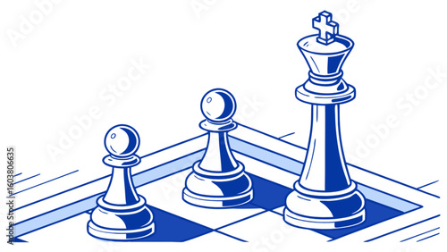 Chess pieces pawn king strategy game board competition leadership intelligence success planning concept