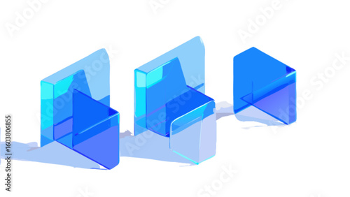 Isometric blue glass cubes graphic design vector illustration for modern presentation background design