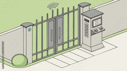 Automatic driveway gate opener system installation and access control with wireless keypad entry system