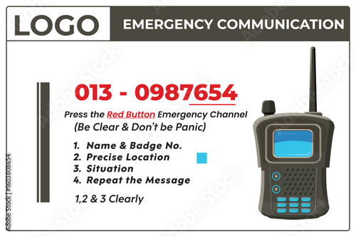 Emergency Communication Walkie-Talkie Protocol Sign- Industrial Emergency Communication System