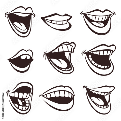 Smiling mouths open wide showing teeth smile open mouth