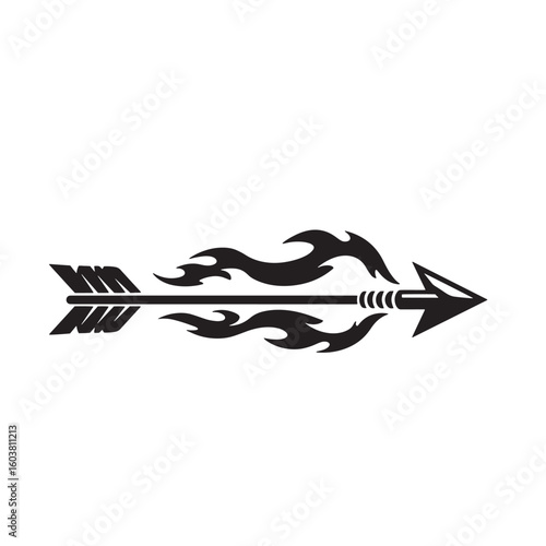 Flaming arrow tribal design flame fire