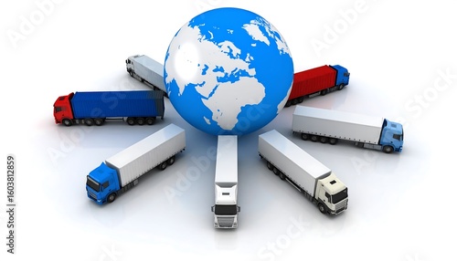 Trucks around Globe with international shipping.