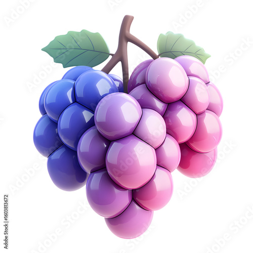 Grapes Fruit 3D icon isolated on a transparent background