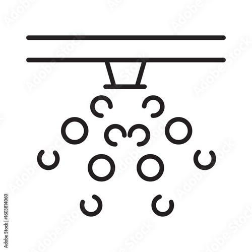 Single outline icon of foam suppression system for extinguishing fire hazards. Linier style. Editable stroke. Vector illustration.
