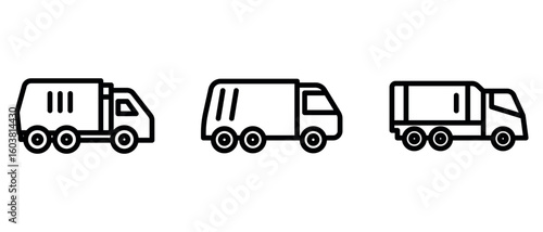 garbage-truck outline or line icon design bundle.