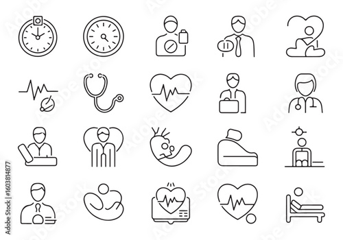 Healthcare and Medical Line Icons Set Vector Illustration Modern and Minimalist Style Design for Mobile and Web Graphics
