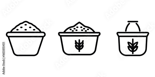 Wallpaper Mural grain-basket outline or line icon design bundle. Torontodigital.ca
