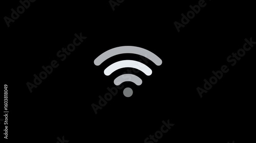 Animated fade wave wifi signal icon motion graphic overlay loop on transparent background