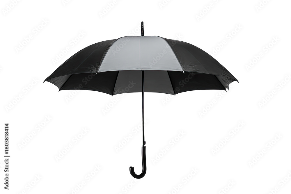 Black and white striped umbrella, centered on black background Black and white striped umbrella, centered on black background