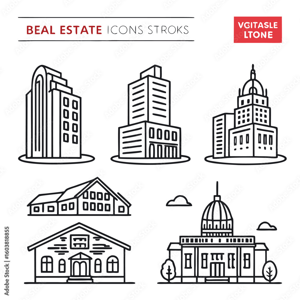 Fototapeta premium Diverse Architectural Building Icons architecture house