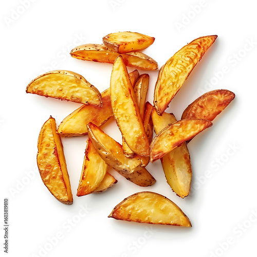 Wallpaper Mural Golden Brown Baked Potato Wedges on White Background Torontodigital.ca