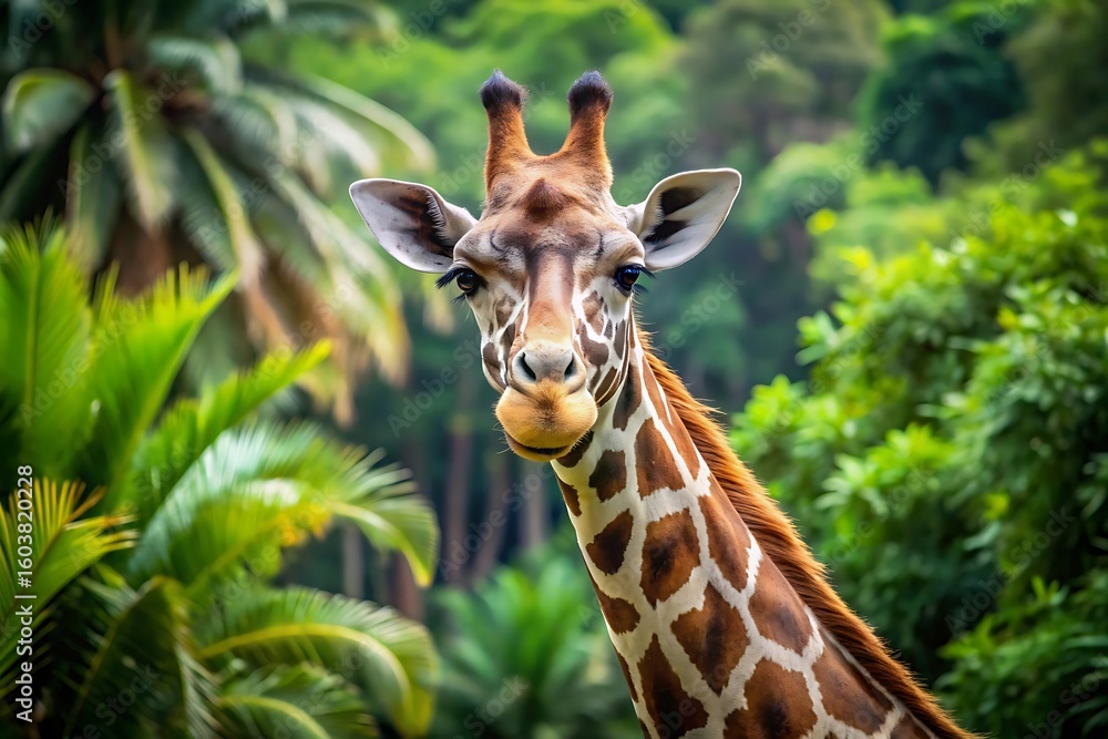 Obraz premium Giraffe is looking at the camera