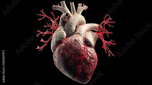 A a 3D rendering of the human heart 