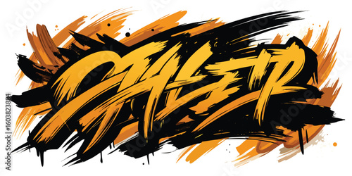 Fiery tiger art illustration with a tribal design, a symbol of nature's power against a sunset silhouette