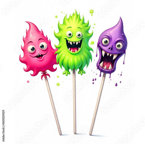 Colorful Halloween candy on a stick