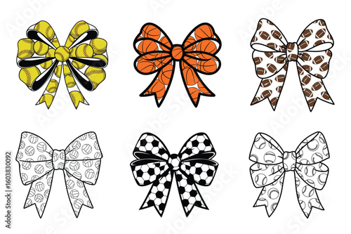 Sport-Themed Cheer Bow Clipart Set
