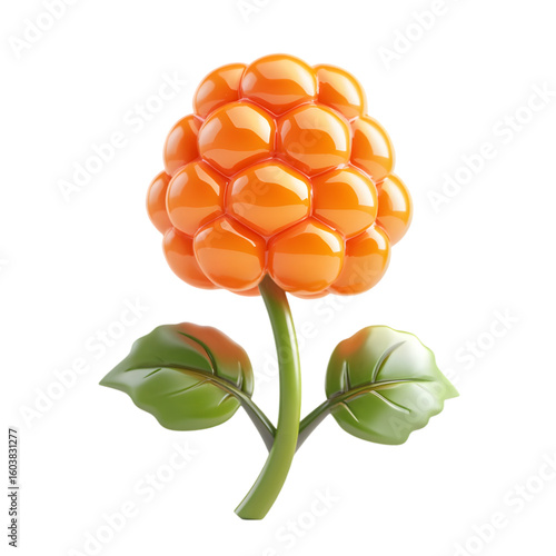 Cloudberry Fruit 3D icon isolated on a transparent background