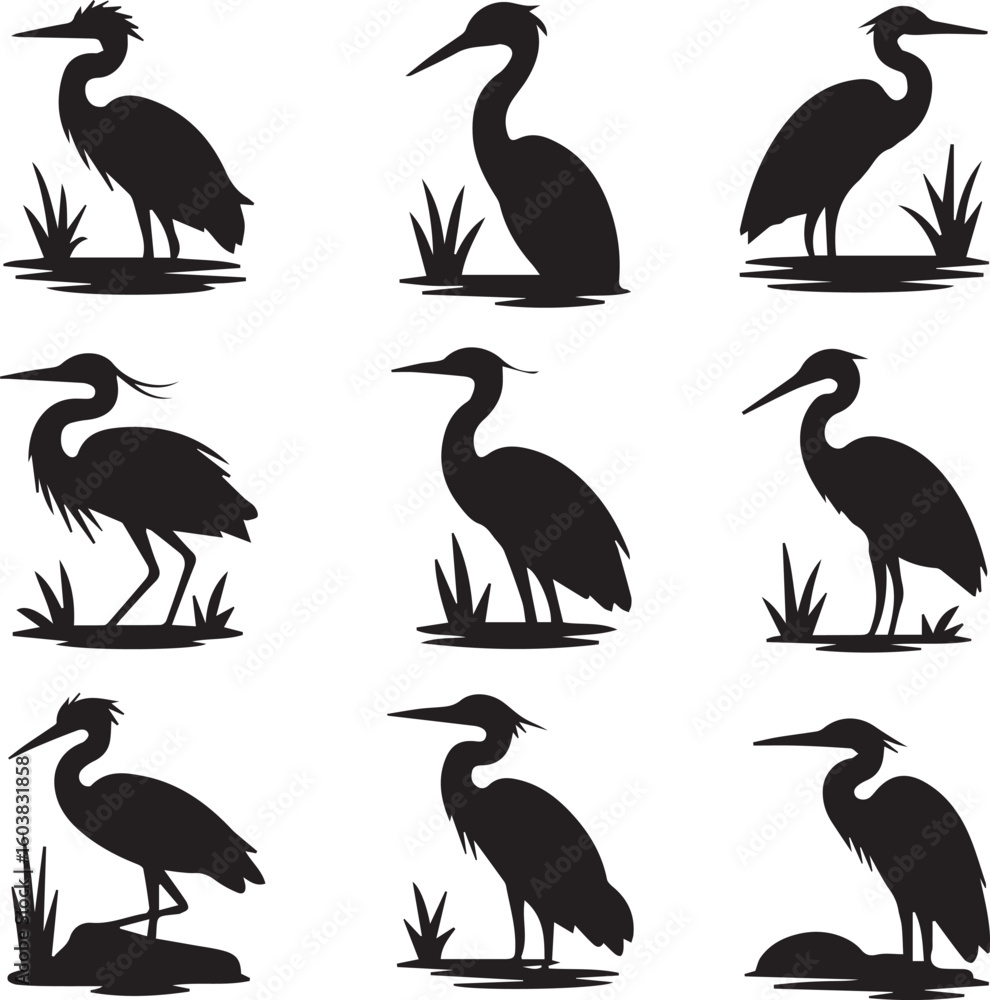 Obraz premium heron bird vector silhouette.