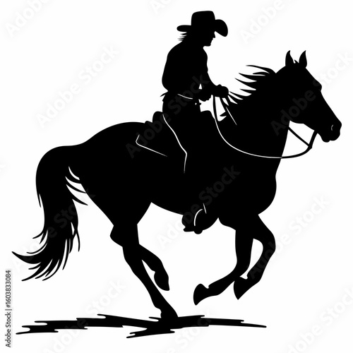 Silhouette of Cowboy Riding Horse – Western Rodeo Clipart Vector