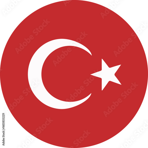 Ottoman Empire flag with red background and white star and crescent