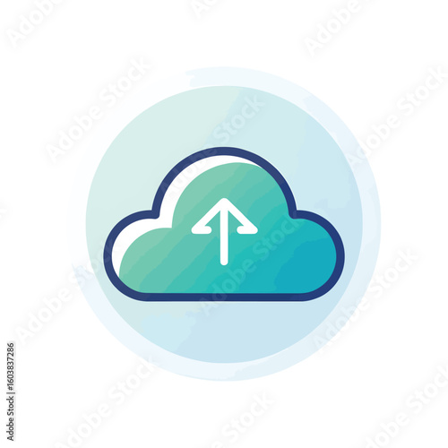Teal cloud icon with white upload arrow data