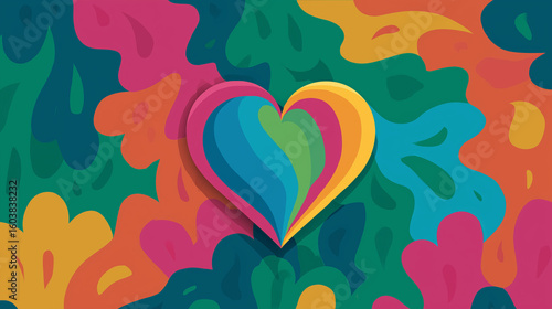 support mental health with love: heart symbol flat vector poster for inspiring spaces and promoting positive emotions in your interior design 