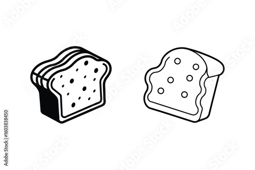 Sliced bread loaf and single slice food bakery