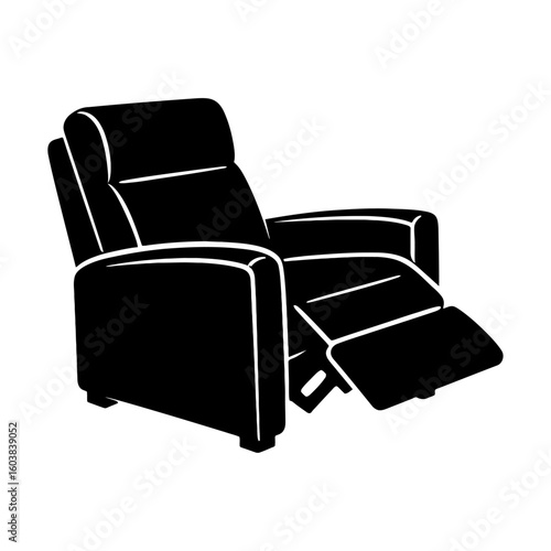 Comfortable Recliner Chair Vector Silhouette - Ideal for Relaxation and Home Comfort