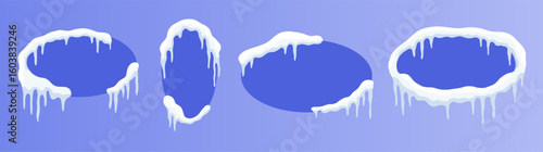 Versatile Snow-Capped Banners: Customizable oval Winter Ad Designs