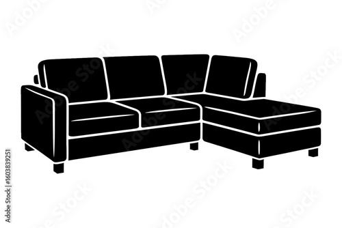 Modern L-Shaped Sectional Sofa Vector - Versatile and Comfortable Living Room Furniture