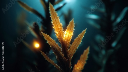 Wallpaper Mural Sunlit kelp fronds illuminated underwater showing delicate textures and soft blue light Torontodigital.ca