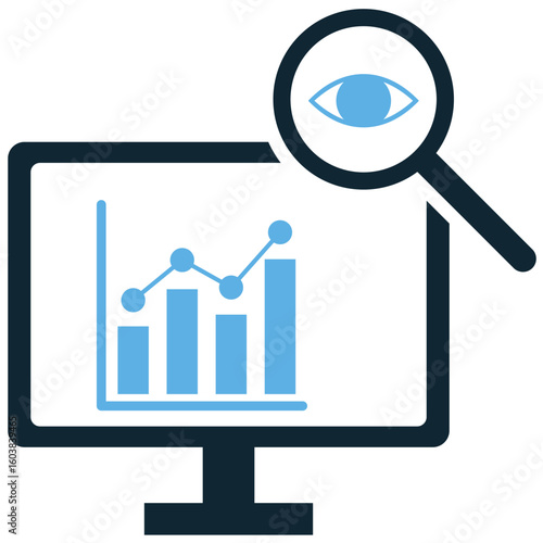 Data analytics icon vector. Ideal for showcasing trends, statistical reports, or business intelligence. This graphic illustrates insightful data interpretation and strategic decision-making.
