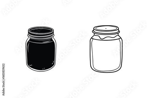 Black and white mason jars glass container