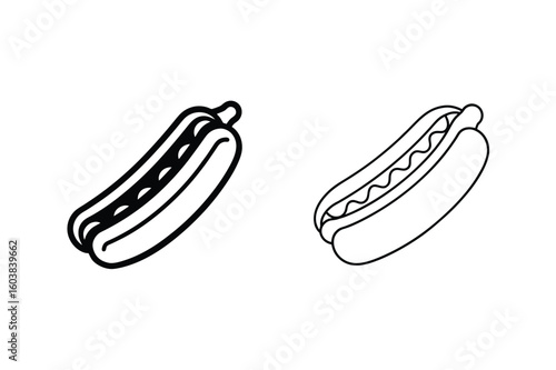 Hot dog with mustard icon sausage condiment