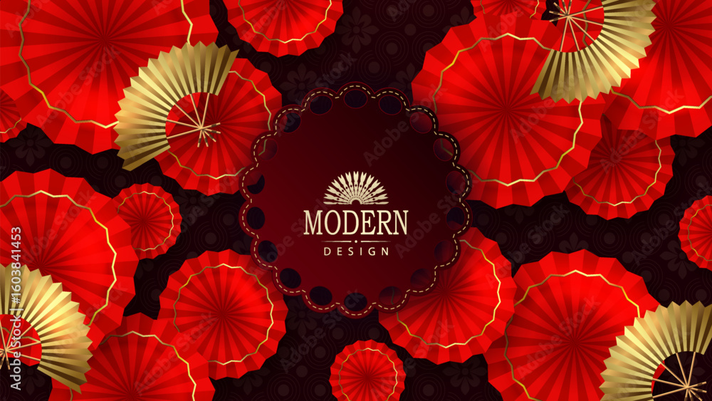 Obraz premium Chinese New Year. 2026. Exquisite textured background with red pattern and isolated figured frame.