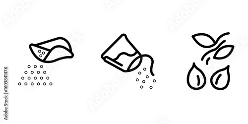 seed-scatterer outline or line icon design bundle.